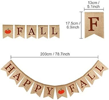 Whaline Happy Fall Pumpkin Burlap Banner Harvest Home Decor Bunting Flag Garland Party Thanksgivi... | Amazon (US)