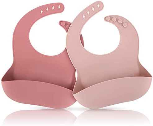ME.FAN Silicone Baby Bibs for Babies & Toddlers | Adjustable Silicone Bibs 2 Set | Amazon (US)
