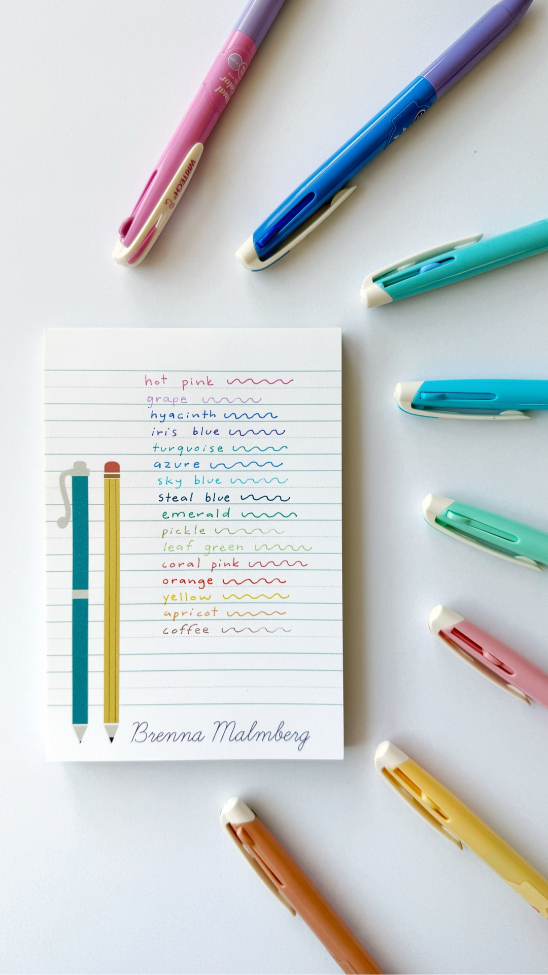 Which color is your favorite? 🌈🖊️

The grape color is my favorite, but I am very impressed with the yellow. Also, that “steal” blue hurt to write, but I was just swatching what the pen says. Not the “steal” I would have gone with, but here we are.

You’ve seen these before. I used them for National Handwriting Day earlier this year, but I am back with a full swatching for you. These are the @writechofficial Vintage Dual Color Gel Pen. 

You can find them at @papersource and other places on the Internet. I linked some in my bio. Cute little notepad is from Paper Source, too.

p.s. If you shop PaperSource.com, don’t forget to use code BRENNAMEDIA10 to save and let them know I sent you!

#pentesting #swatching #handlettering #penaddict #gelpens