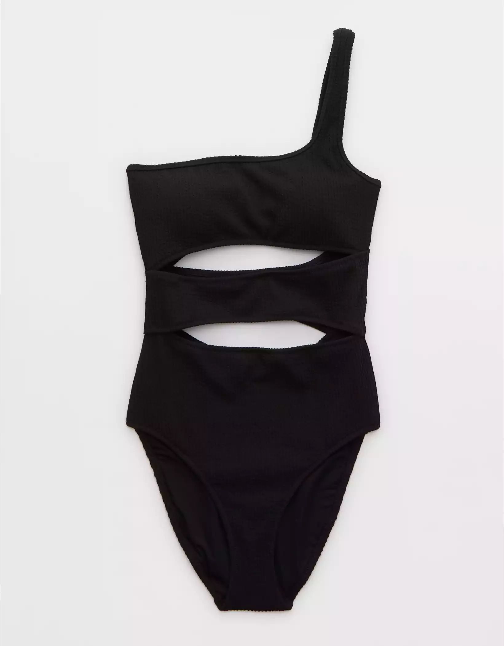 Aerie Crinkle Cut Out One Shoulder One Piece Swimsuit | Aerie