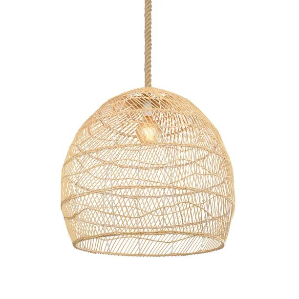 EMUST 15.7" Wide Rattan Pendant Light with Handmade Woven Lampshade Natural Finish 1 Light - Walm... | Walmart (US)