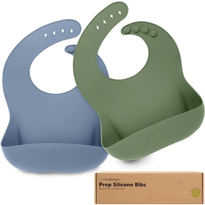 KeaBabies 2-Pack Silicone Baby Bibs for Eating - Sturdy Food-Grade Silicone Bibs for Babies Girl,... | Amazon (US)