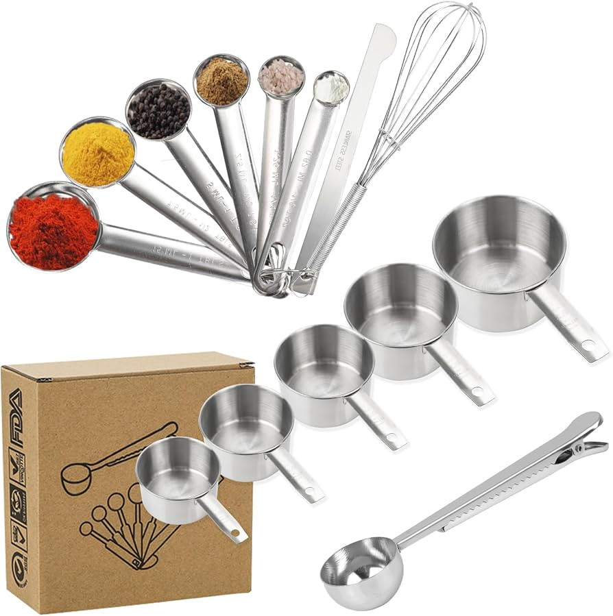 ProChosen Measuring Cups and Spoons Set, 14 PCS Premium Stainless Steel Measuring Spoons with Rul... | Amazon (UK)