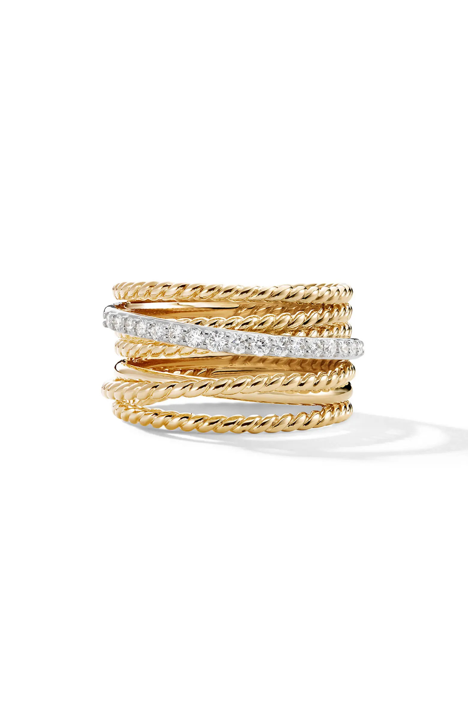 DY Crossover Ring with Diamonds in Gold | Nordstrom