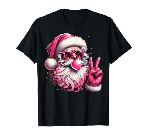 Funny Santa Claus Costume Blowing Bubble Gum Xmas Christmas T-Shirt | Amazon (US)