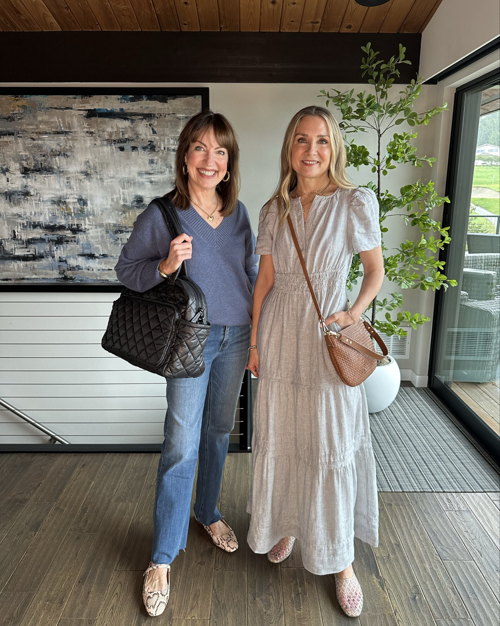 For a weekend getaway, you want clothes and bags that you can mix and match to create stylish travel looks! Our @Quince   pieces fit this criteria to a tee!👌🏼

Our collections of Quince cashmere sweaters keep growing with my boxy style and Julie’s cool oversized sweater. Add in Quince $50 jeans, the cutest linen dress, flowy silk pants, and suede and woven bags that go with everything!! 

Bonus: you can pack it all in the Transit Quilted Duffel Bag! Seriously the best duffel with compartments for all your weekend essentials! 

#quincepartner #liketkit
#ltkover40 #ltkootd #ltktravel

#LTKTravel #LTKootd #LTKOver40