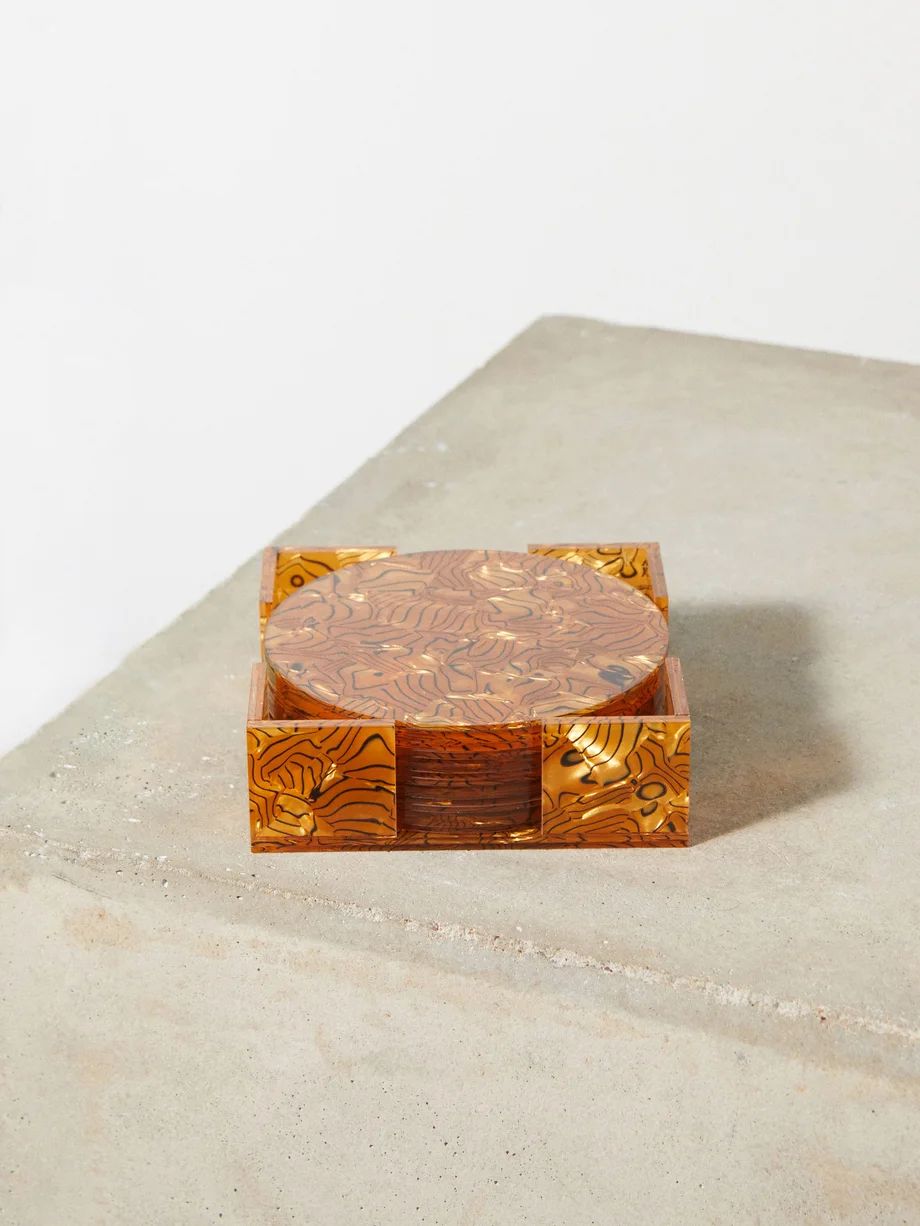 Set of four Copper acrylic coasters | Edie Parker | Matches (US)