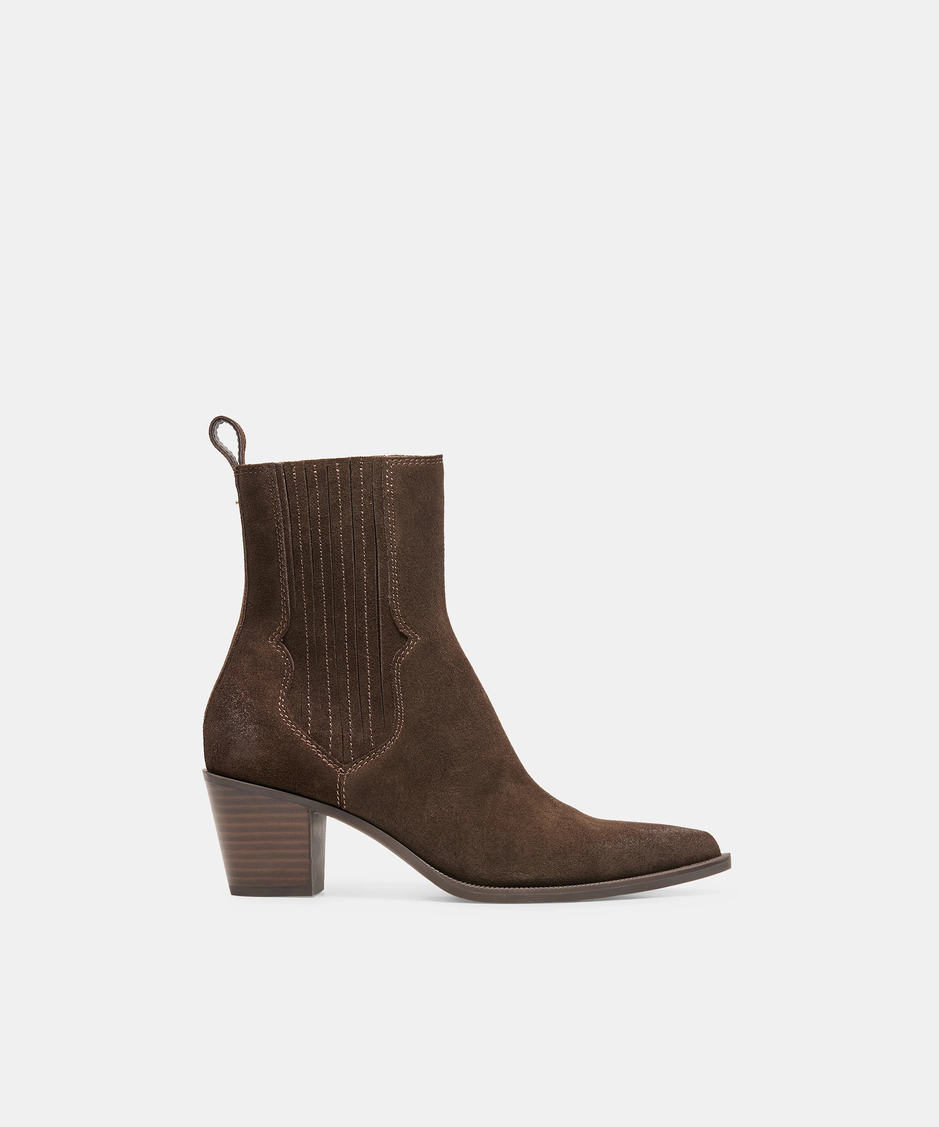 SOLINE H2O Espresso Suede Block-Heel Waterproof Ankle Bootie | Dolce Vita | DolceVita.com