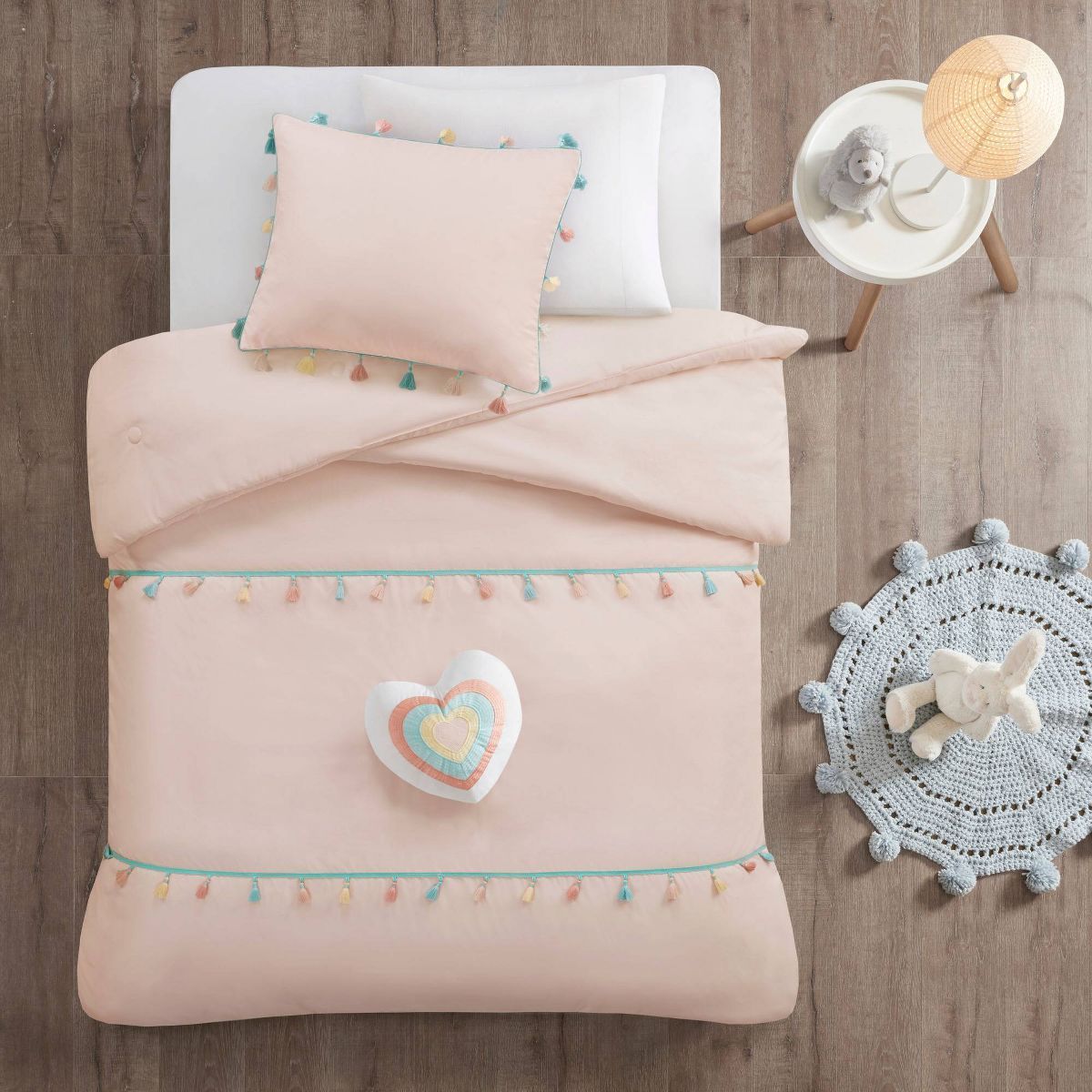 Jamie Tassel Kids' Comforter Set with Heart Shaped Throw Pillow - Mi Zone | Target