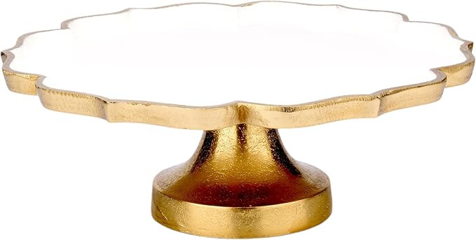 Cruiser’s Caché 11.5" Sculpted Metal Cake Stand, White Enamel and Rustic Gold Finish, Handcraf... | Amazon (US)