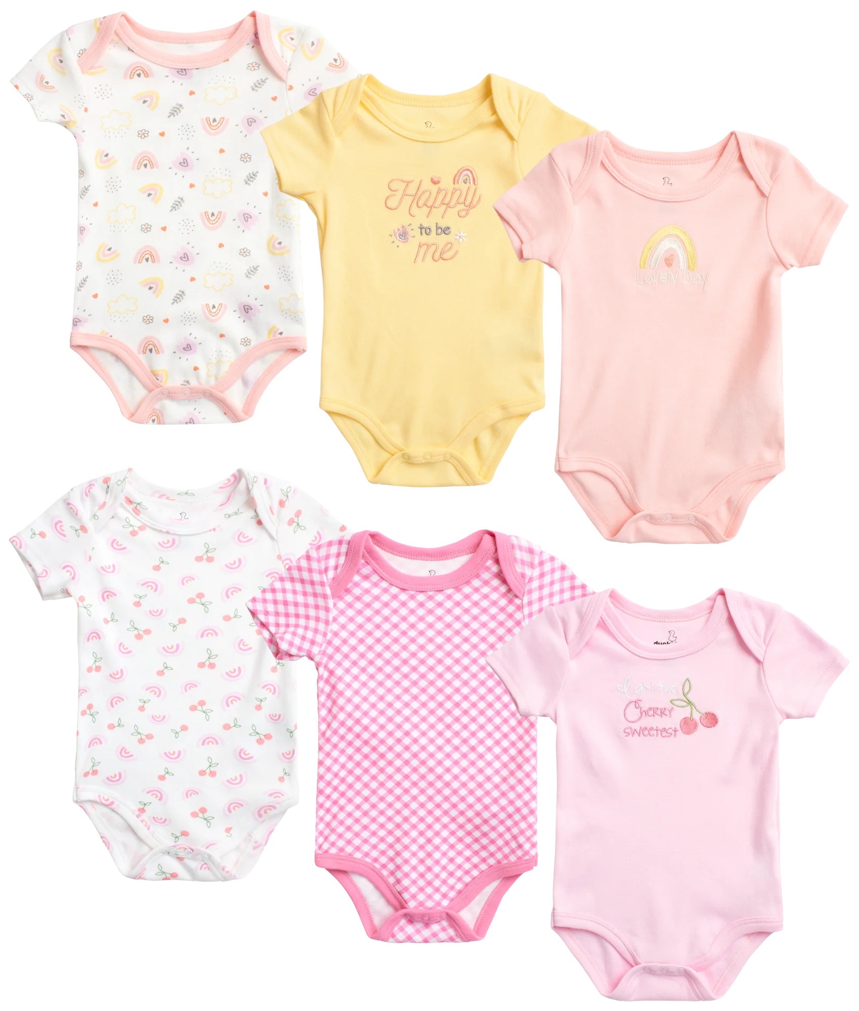 Duck Duck Goose Newborn Baby Girls' Bodysuit - 6 Pack Layette Creeper (0-9M) | Walmart (US)