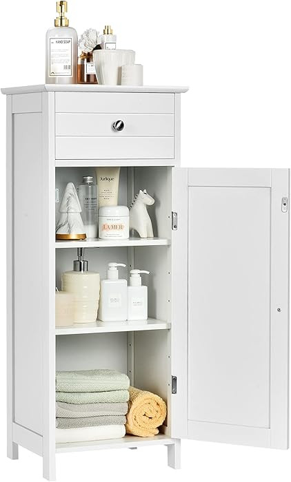 DORTALA Bathroom Floor Cabinet, Free-Standing Wooden Floor Storage Cabinet w/Large Drawer & 2 Adj... | Amazon (US)