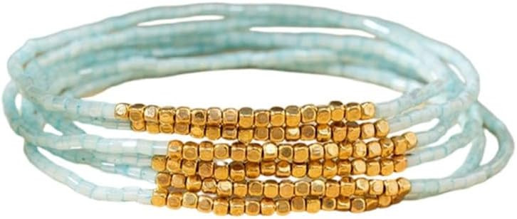 Boho Stackable Seed Beaded Bracelet Set for Women Colorful Multilayered Gold Beads Stretch Bracel... | Amazon (US)