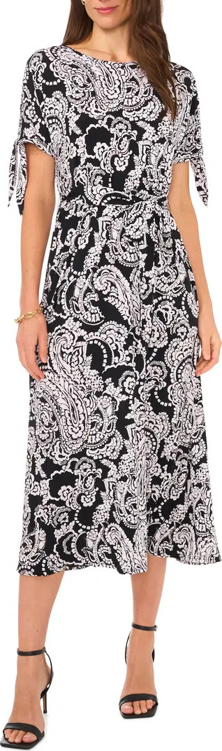 Paisley Tie Sleeve Midi Dress | Nordstrom