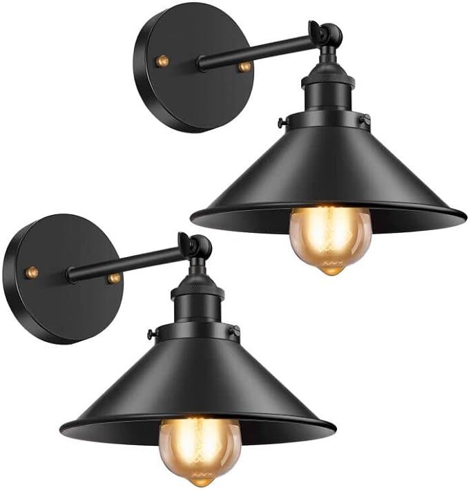 Licperron Black Wall Sconce, Industrial Vintage Wall Sconces Lighting Set of Two for Bedroom Kitc... | Amazon (US)