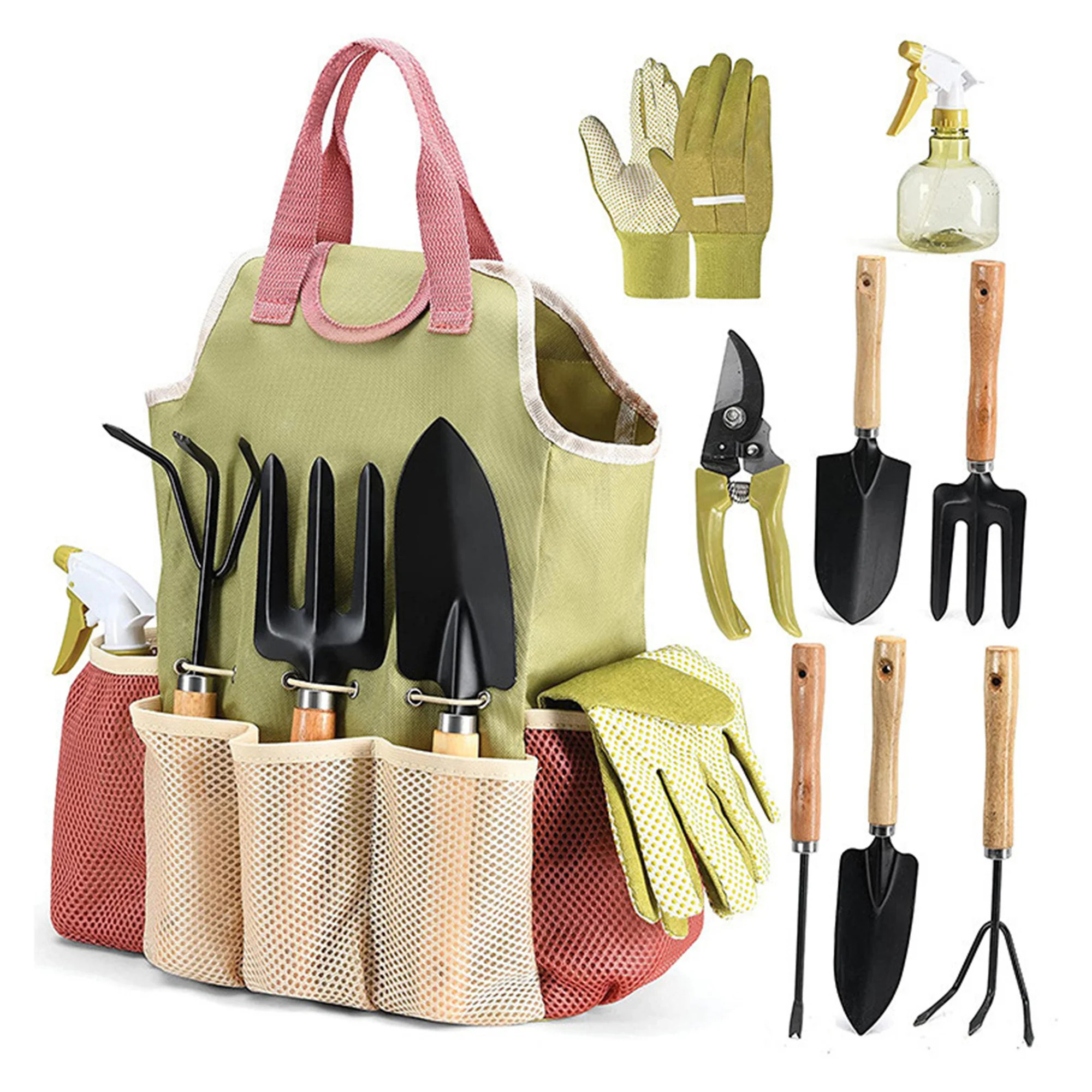 KEYAHAPPY Garden Tools Set, 9 Piece Gardening Tools with Fashion Bag, Rust-Proof & Heavy-Duty Gar... | Walmart (US)