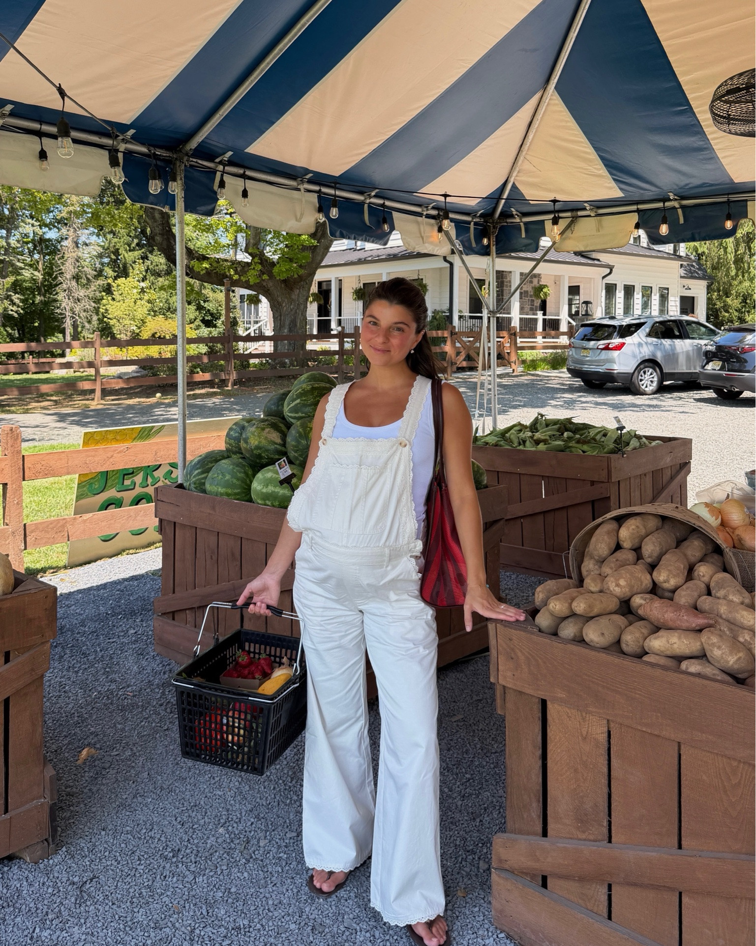 [7/24/26] #abercrombiepartner eyelet overalls & the cutest farm stand 🍓🌽 @abercrombie is currently BOGO 50% off almost everything! Wearing small, short in these 100% cotton overalls 🤍

*Offer valid in stores and online July 23, 2026 to July 26, 2026 in US/CA. Exclusions apply as indicated. Online price reflects discount.

#LTKSeasonal #LTKSaleAlert #LTKBump