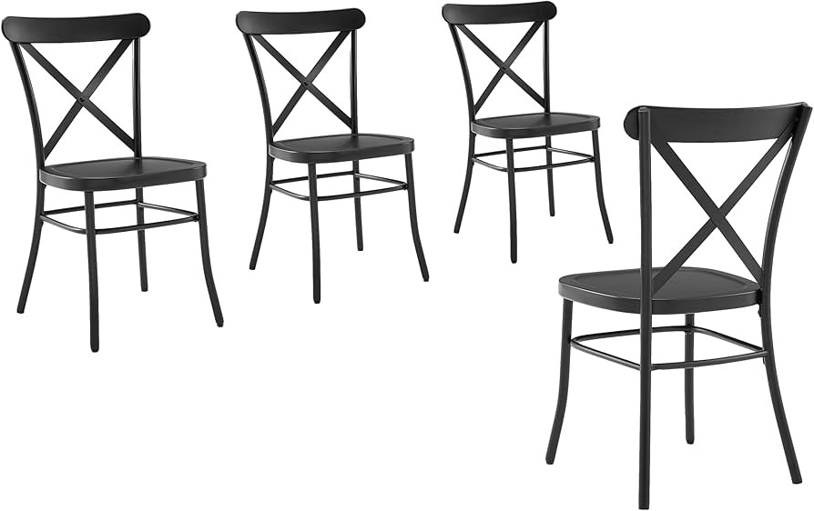 Crosley Furniture Camille French Industrial Metal X Back Café Dining Chairs Set of 4, Kitchen Ch... | Amazon (US)