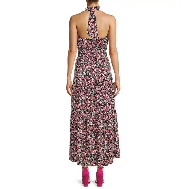 Nine.Eight Women Halter Tie Front High Low Maxi Dress | Walmart (US)