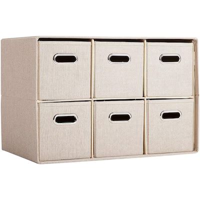 BirdRock Home 23-in H x 23-in W x 11.6-in D 6-Drawers Cream Stackable Linen 6 Cube Organizer | Lowe's