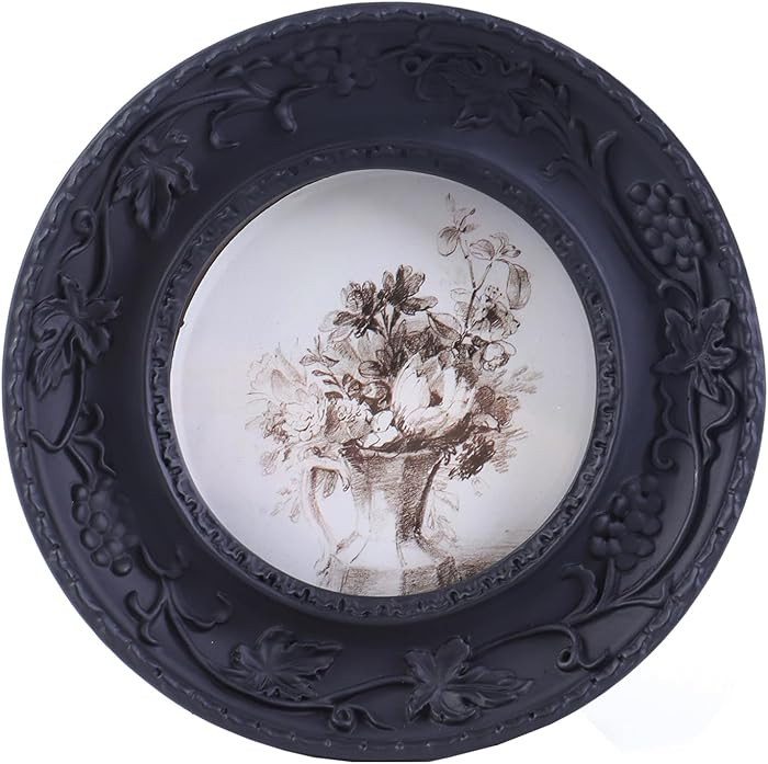 SIKOO 3x3 Small Vintage Picture Frames Antique Black Round Picture Frame Tabletop and Wall Mount ... | Amazon (US)