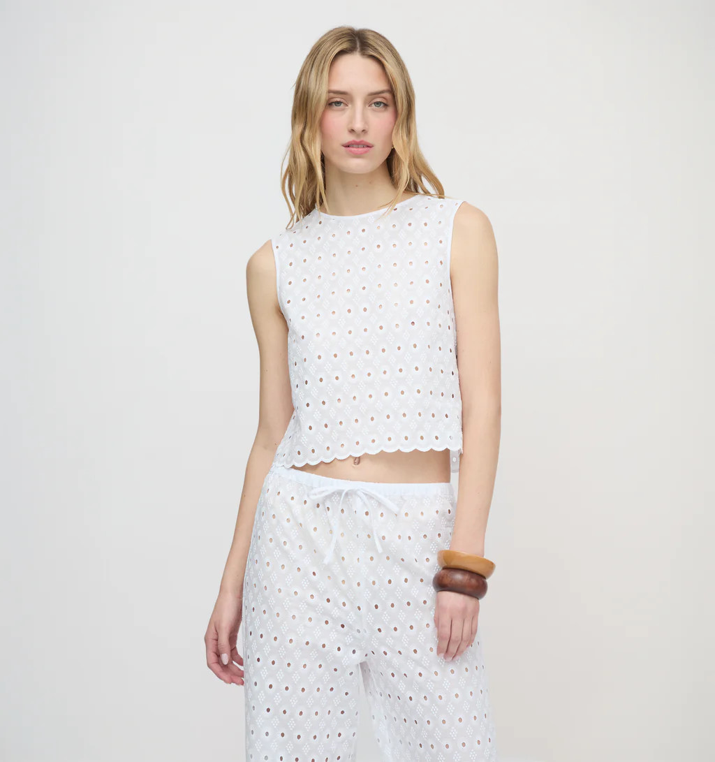 The Miro Top - White Diamond Eyelet | Hill House Home US