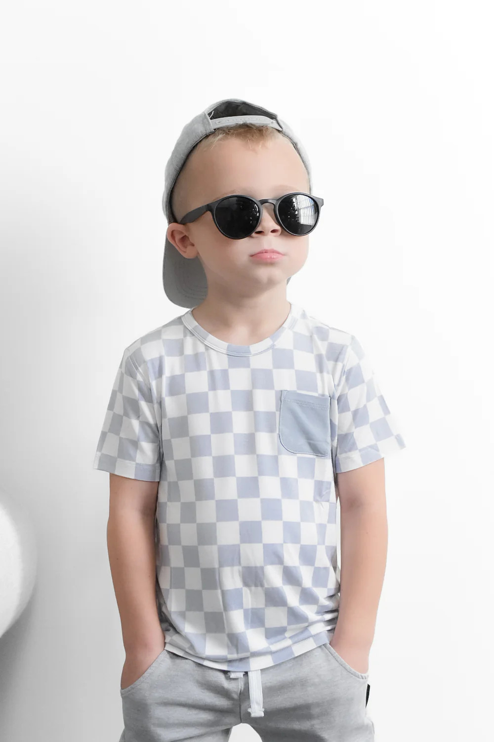 CLOUDY CHECKERS DREAM POCKET TEE | Dream Big Little Co.