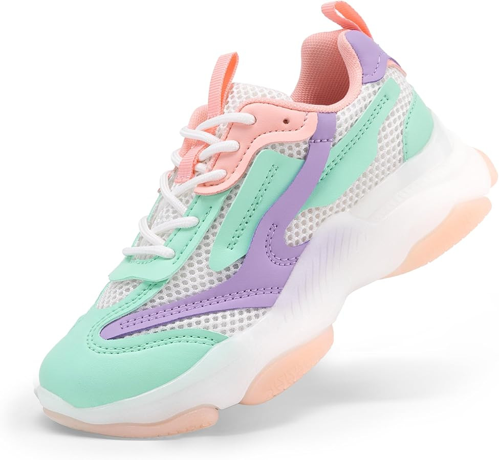 DREAM PAIRS Kids Girls Sneakers Jelly Sole Lace up Shoes Lightweight Walking Shoes for Girls Boys | Amazon (US)