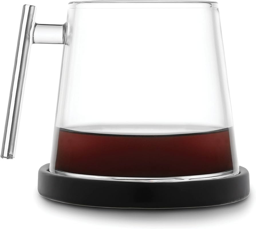 Pure Over Signature Borosilicate Glass Mug - Holds 14 oz - Includes Ceramic Coaster - Modern Desi... | Amazon (US)