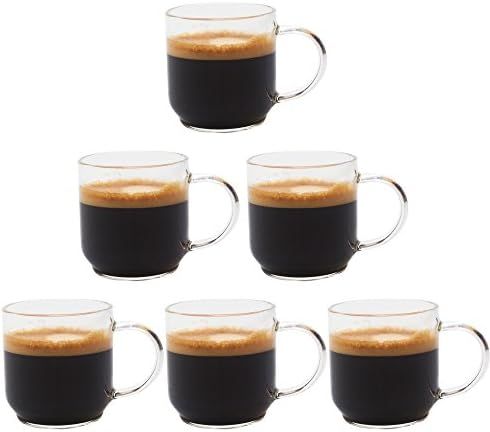 Zenco Living Espresso Cups (4 Ounce) with Large Handle, Set of 6 - Glass Coffee Cups for Nespress... | Amazon (US)