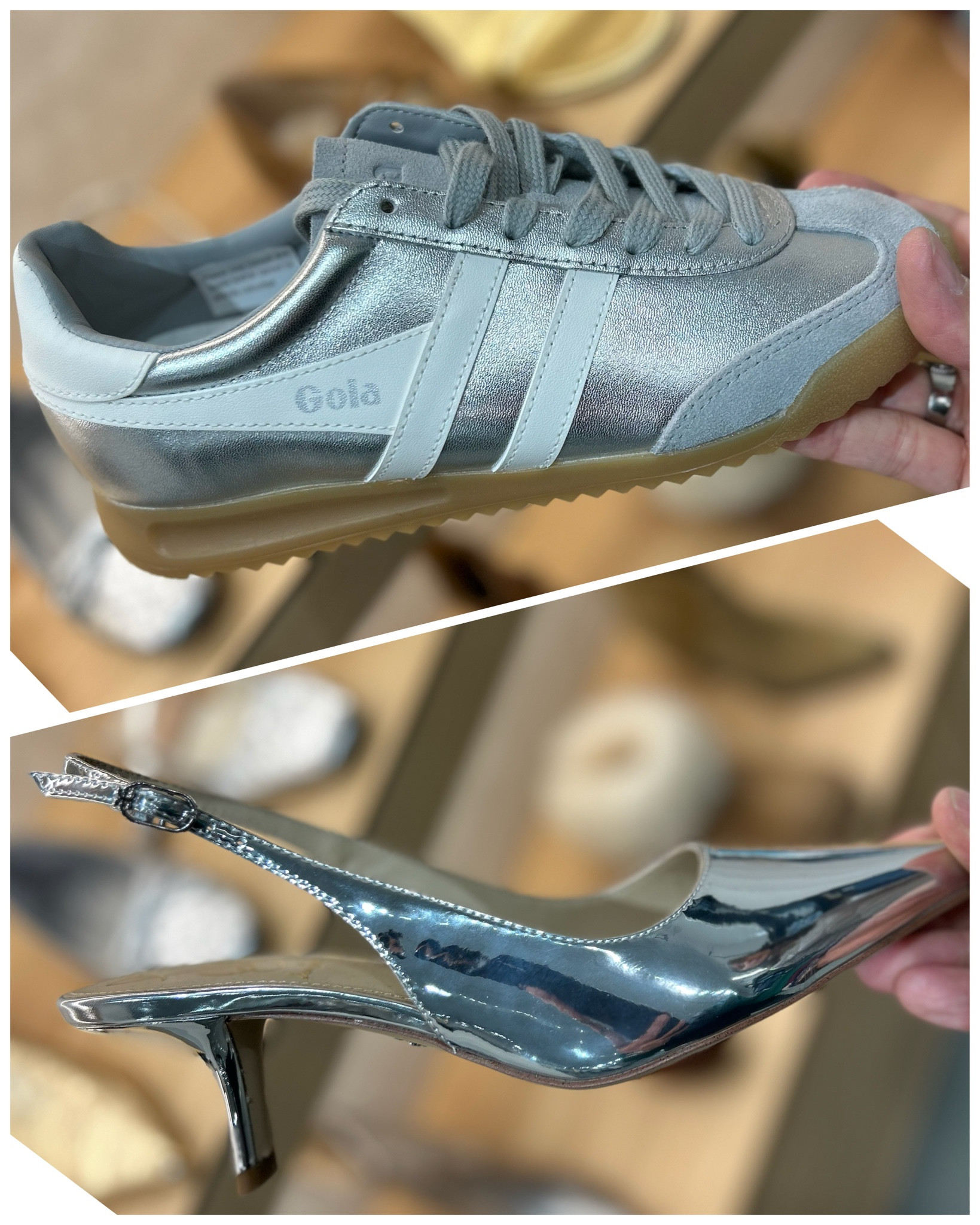 Looking for a fun silver shoe to work into your casual and dressed up wardrobe? Here’s a couple options I love! This sneak from Gola is stylish AND comfortable. A fave with my clients. And speaking of comfort, most women do not associate it with heels…but this option from Sam Edelman is a heel you can wear all day and your feet will love you for it  

#LTKSeasonal #LTKStyleTip #LTKSaleAlert