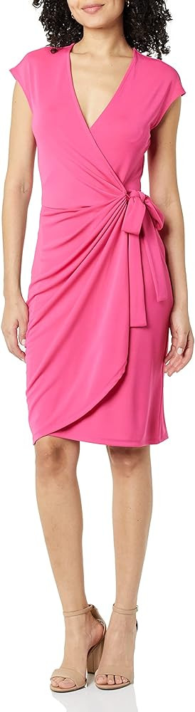 Amazon Essentials Women's Classic Cap Sleeve Wrap Dress (Available in Plus Size) | Amazon (US)
