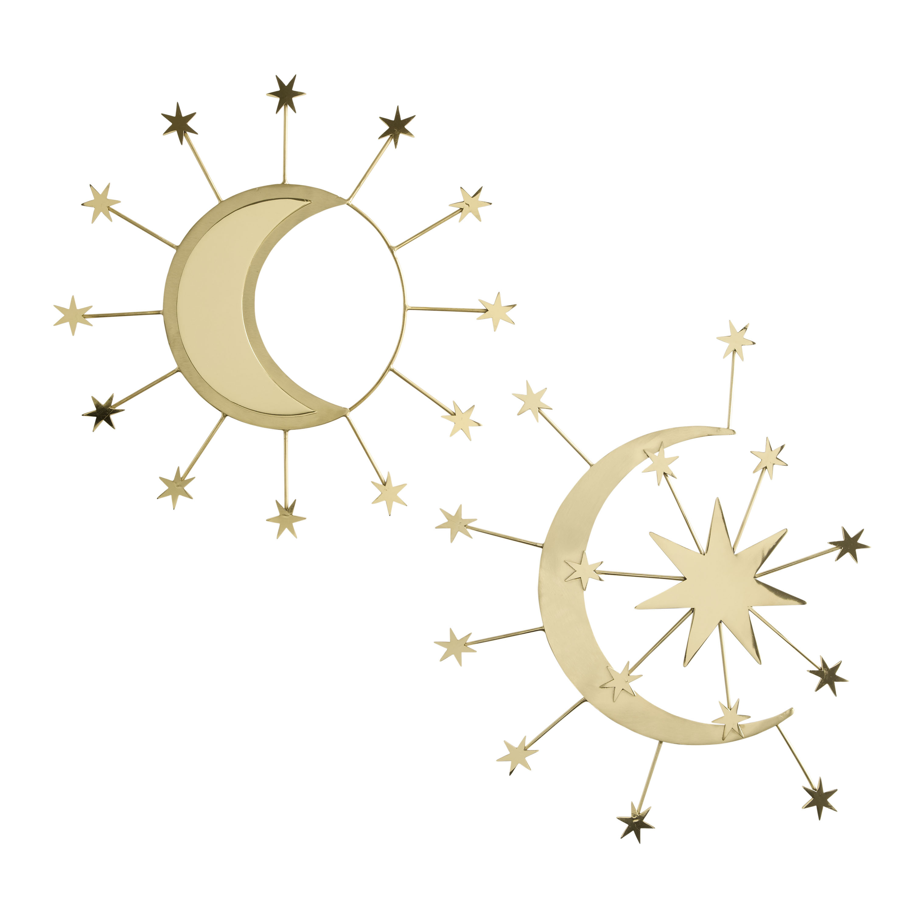 Gold Moon and Stars Celestial Wall Decor 2 Piece | World Market