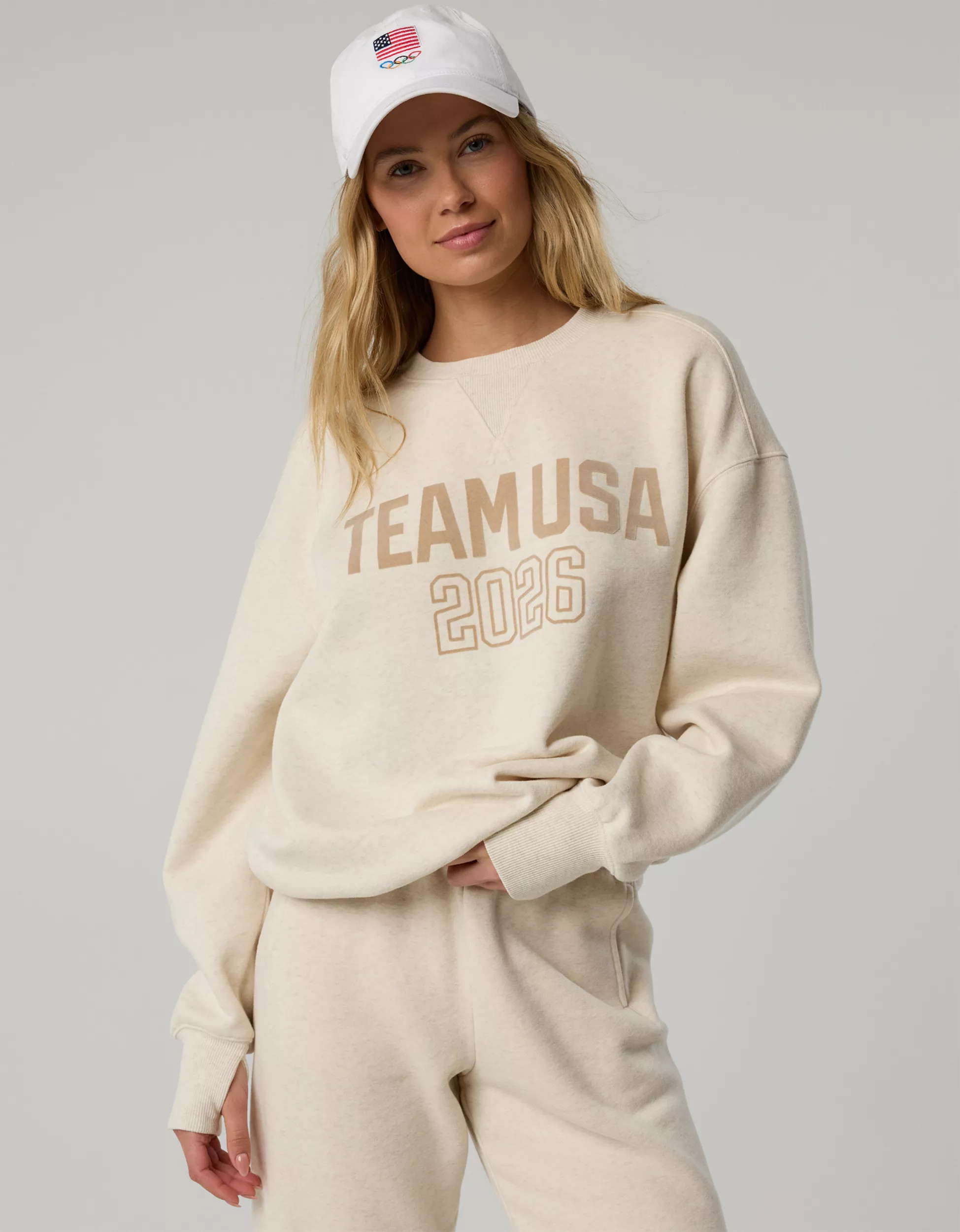 OFFLINE By Aerie Team USA Collection Cloud Fleece Crewneck Sweatshirt | Aerie