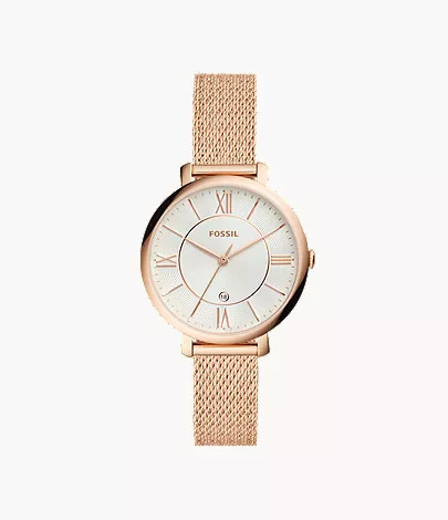 Jacqueline Three-Hand Rose Gold-Tone Stainless Steel Watch | Fossil (US)