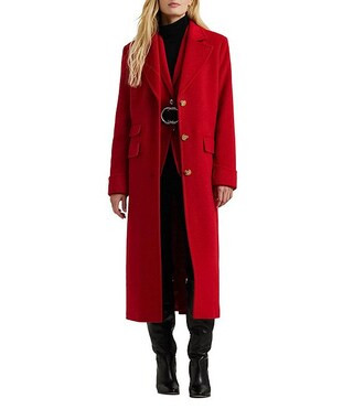 Lauren Ralph Lauren Wool Blend Notch Collar Single Breasted Maxi Coat | Dillard's | Dillard's