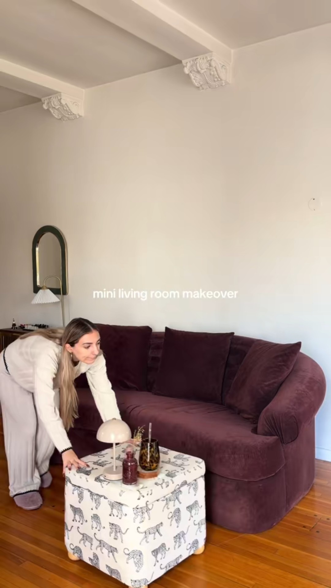 the living room transformation continues! i made too many funny faces for this to be a serious video 🤭 new curtains, art, and coffee table coming soon!! 

#homedecor #vintagehome #midcenturymodern #artdeco #apartmentinspo 

#LTKHome #LTKHoliday #LTKU