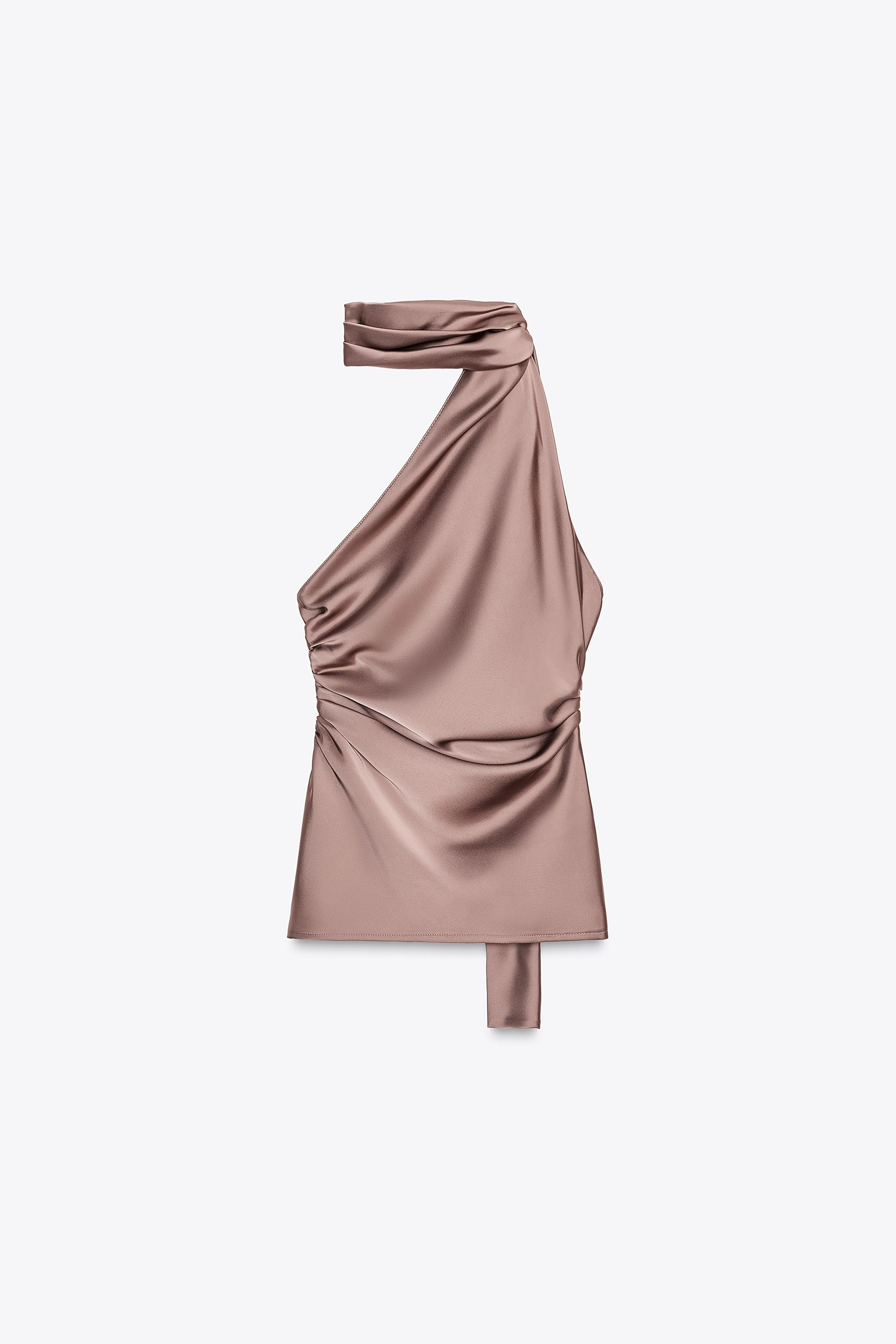 SATIN EFFECT HALTER SCARF TOP | Zara US