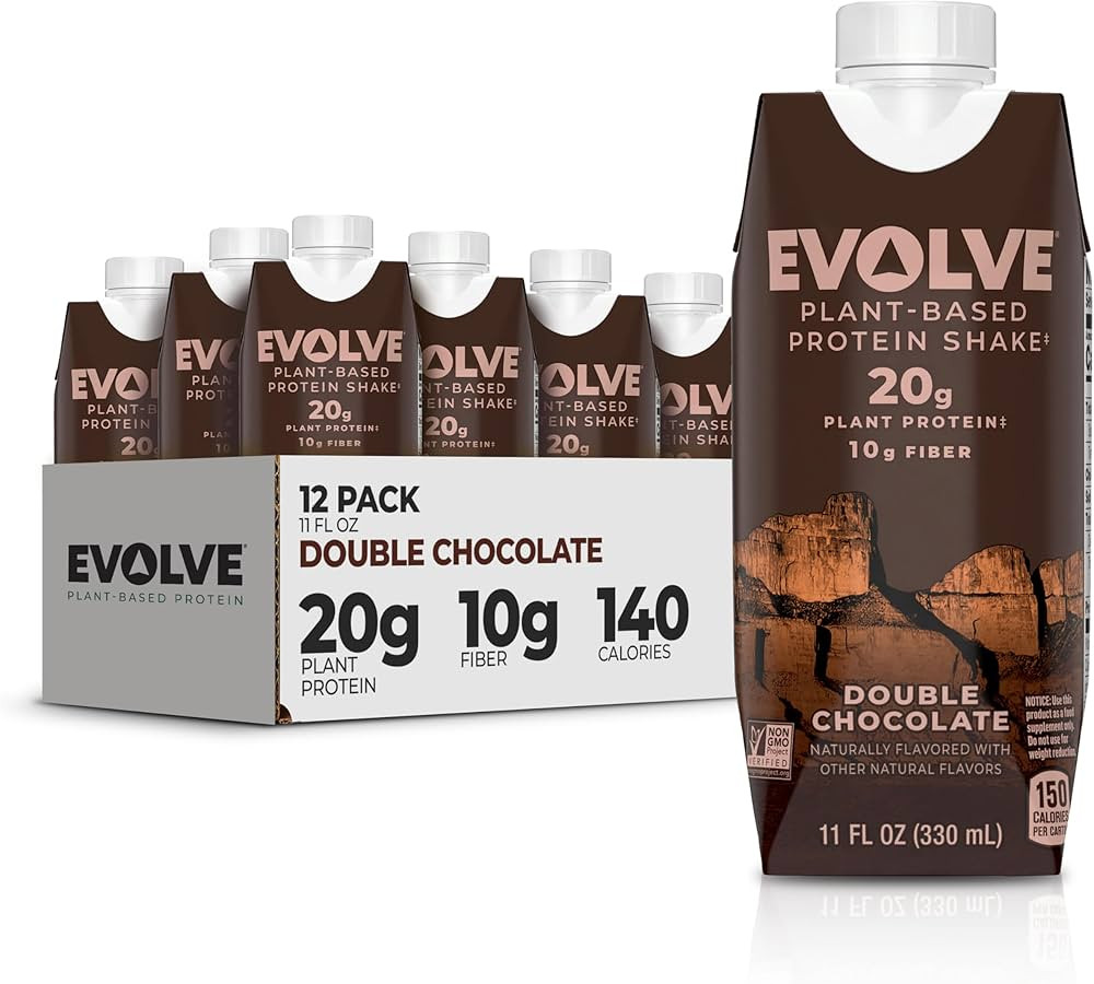 Evolve Plant Based Protein Shake, Double Chocolate, 20g Vegan Protein, Dairy Free, No Artificial ... | Amazon (US)