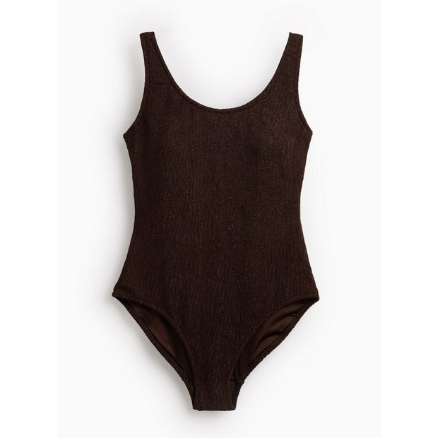 Brown Textured Scoop Neck Swimsuit 20 | Tu Clothing