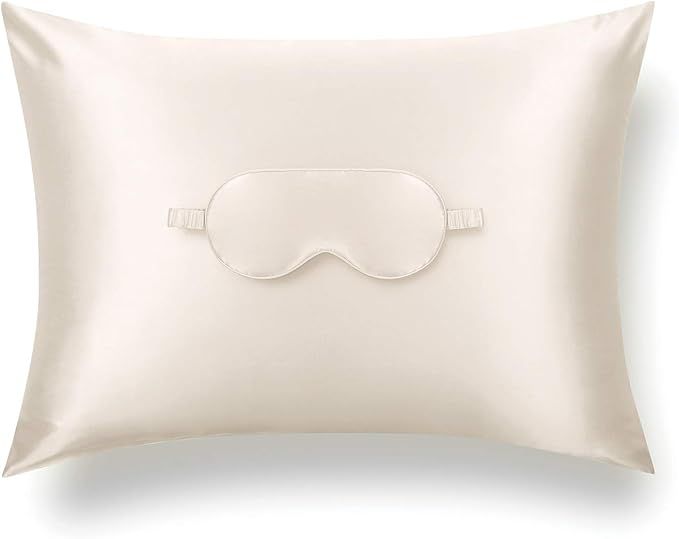 Tafts 22 Momme 100% Pure Mulberry Silk Pillowcase & Sleep Mask for Hair and Skin, Hypoallergenic,... | Amazon (US)