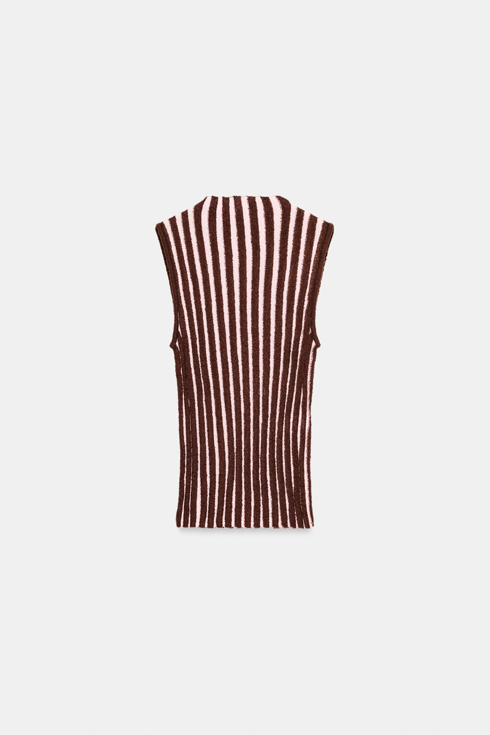 SLEEVELESS STRIPED TEXTURED TOP | Zara US