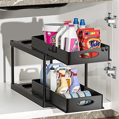 KanYool Under Sink Organizer, Bathroom Sink Organizer, 2-Tier Kitchen Cabinet Under Sink Organizers  | Amazon (US)