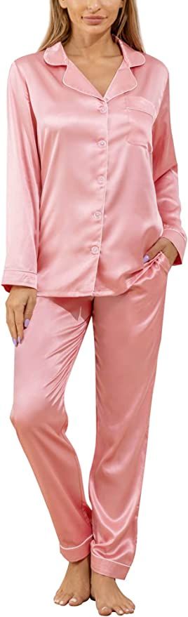 YIMANIE Pajamas for Women, Silk Satin Pajama Sets for Women Soft, Button Down Womens Loungewear S... | Amazon (US)