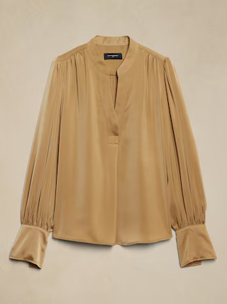 Crepe Volume-Sleeve Blouse | Banana Republic Factory