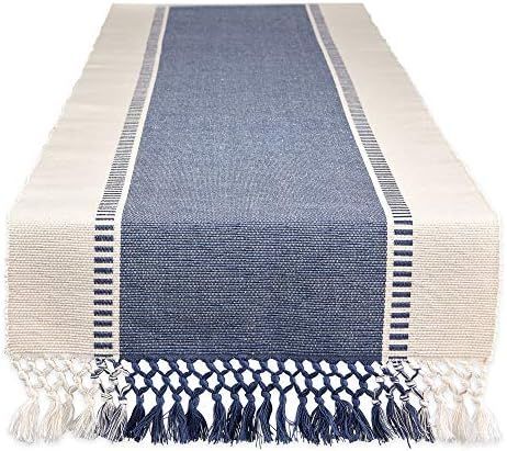 DII Dobby Stripe Woven Table Runner, 13x72-inch, French Blue | Amazon (US)