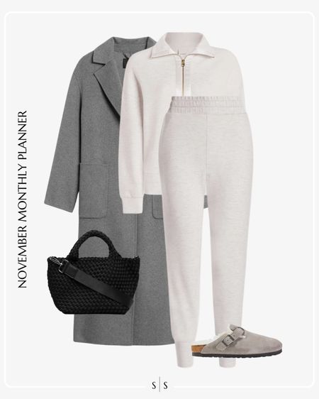 Monthly outfit planner: NOVEMBER Fall and Winter looks |  sweat set, half zip pullover, loungewear, jogger, shearling Birkenstock clog, woven tote, weekend wear, casual style 

See the entire calendar on thesarahstories.com ✨


#LTKstyletip