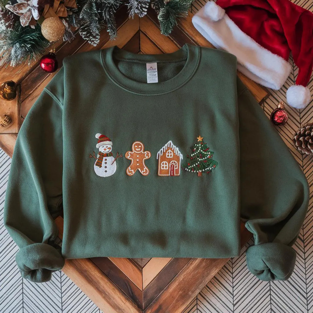 Cute Gingerbread Cookies Embroidered Sweatshirt, Womens Christmas Sweatshirt, Merry Christmas, Gi... | Etsy (US)