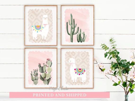 Llama and Cactus Nursery Prints Desert Themed Nursery Art | Etsy | Etsy (US)