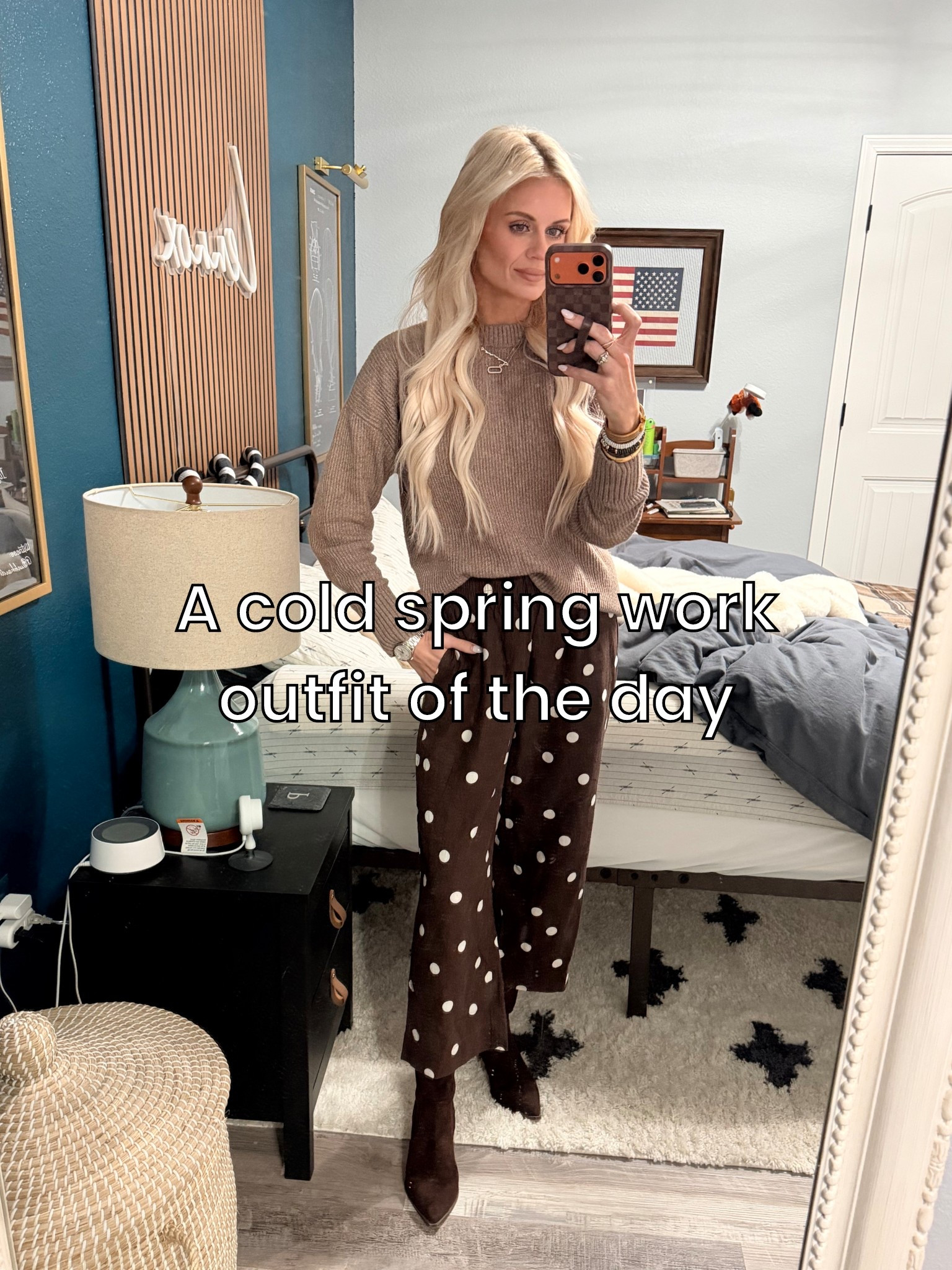It’s spring but dang it’s cold! Spring work outfit of the day 
S sweater
XS pants
Boots for tts
ALLISONPOWELL10 for a discount on my phone case 

#LTKmomlife #LTKootd #LTKWorkwear